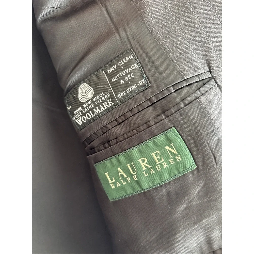 Lauren Ralph Lauren Blazer Mens 48L Charcoal Pinstripe Wool Sport Coat‎ Jacket